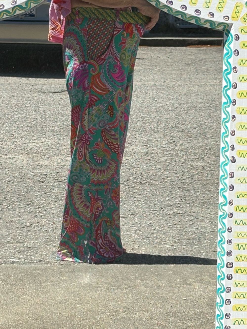 Trina Turk Blue and Pink Pants  with matching belt tie Resort Wear - Picture 9 of 10